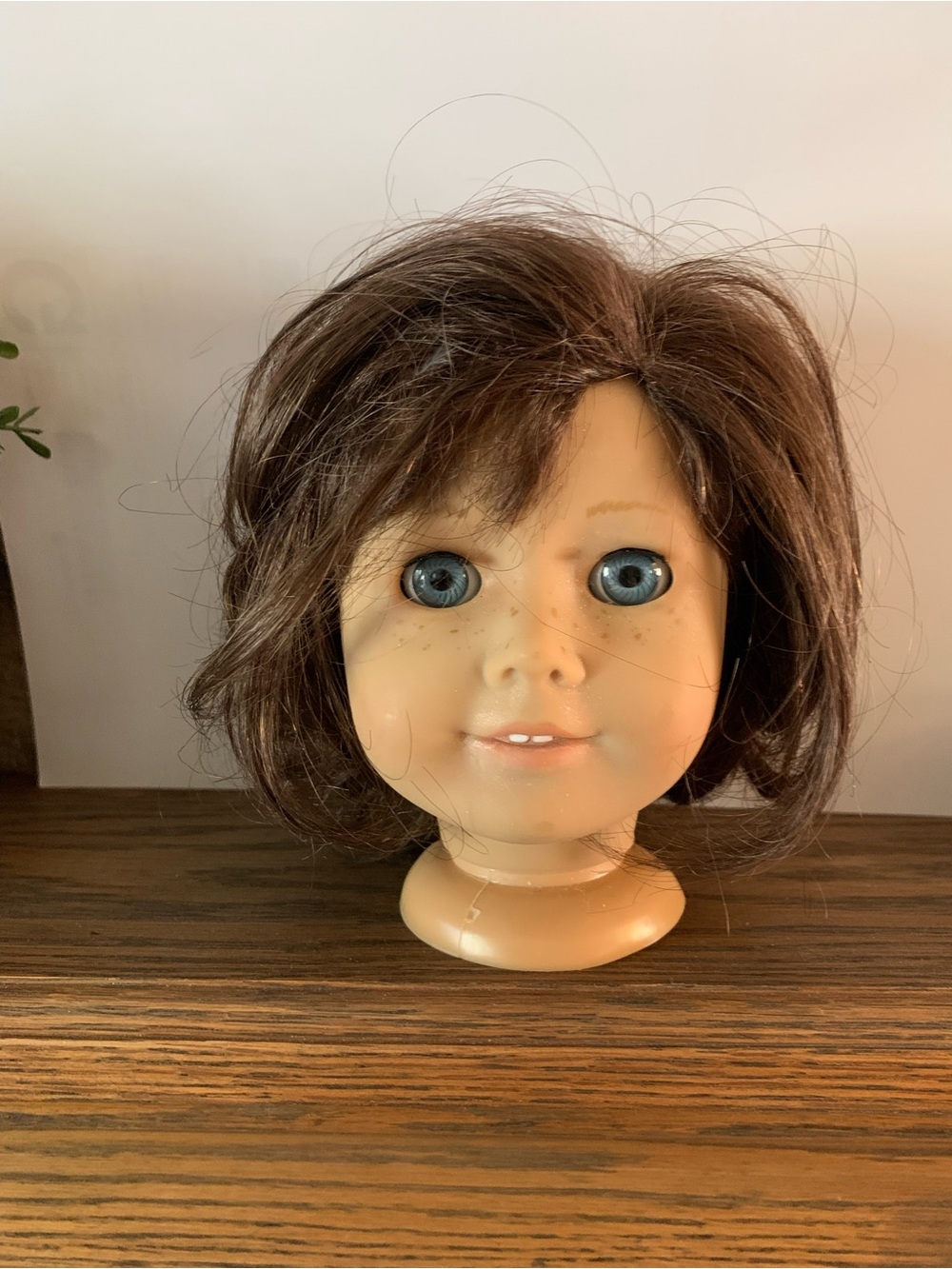 American Girl Short Brown Doll Wig with Blue Eyes